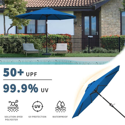 10FT Patio Umbrella, Outdoor Umbrella with Push Button Tilt and Crank, 8 Sturdy Ribs, UV Protection & Waterproof Market Umbrella for Pool, Backyard, Beach,Deck