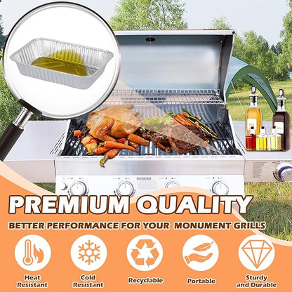 Grease Tray Liners for Monument Gas Grill Replacement Parts, Disposable Grease Box Liner for Most Monument Gas Grills Drip Pan Accessories, for‎ Monument 35633 24367 13892 Aluminum Foil Liner, 20 Pack