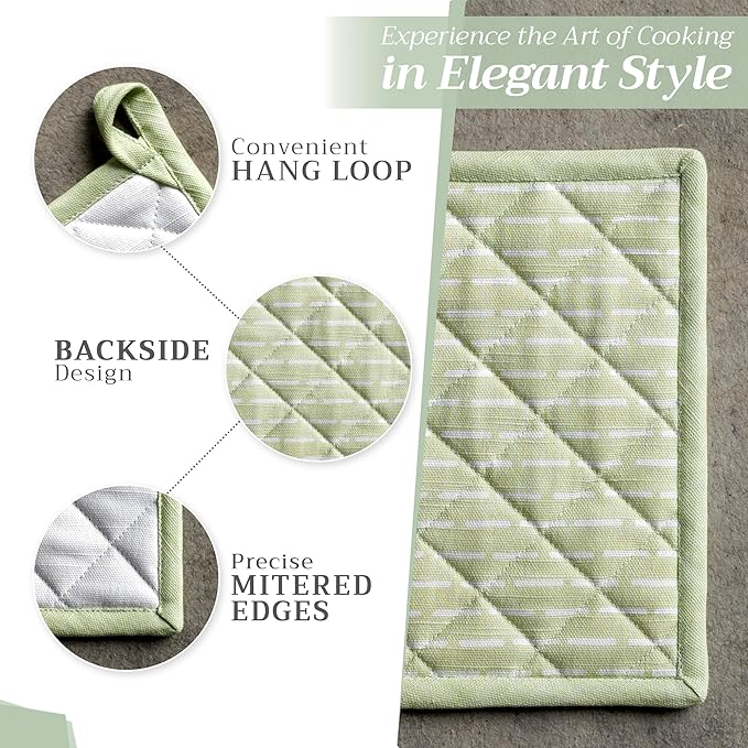 Maison d' Hermine Pot Holders 100% Cotton Heat Resistant Potholders 8" x 8" Hot Pads with Loop BBQ Cooking Baking Hotel Farmhouse Kitchen Handling Hot Pans Spring Summer (Pack of 2, Paradise Island)