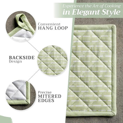 Maison d' Hermine Pot Holders 100% Cotton Heat Resistant Potholders 8" x 8" Hot Pads with Loop BBQ Cooking Baking Hotel Farmhouse Kitchen Handling Hot Pans Spring Summer (Pack of 2, Paradise Island)