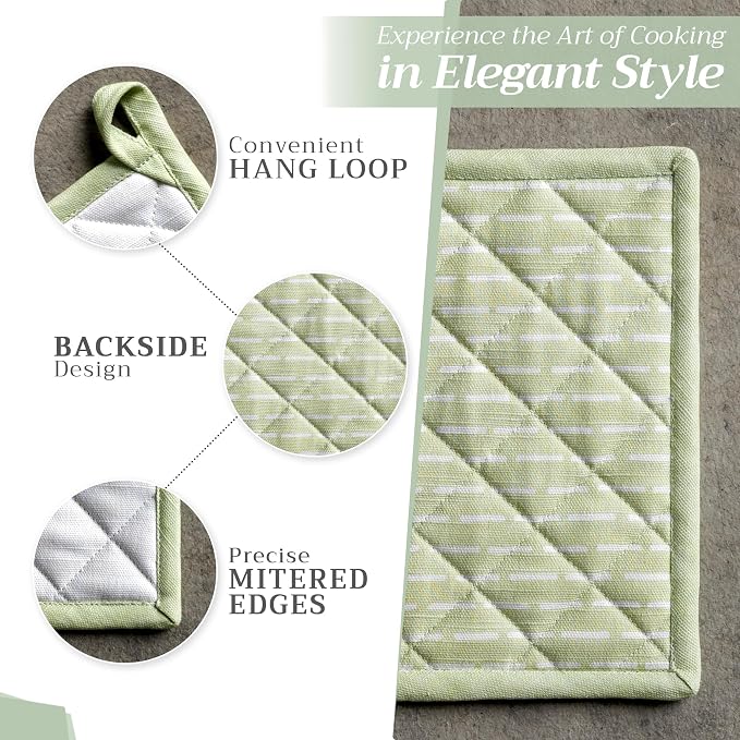 Maison d' Hermine 100% Cotton Oven Mitt & Pot Holder Set (7.5"x13" & 8"x8") | Heat Resistant BBQ Cooking Gloves with Loop Baking Grilling Kitchen Hotel Home Farmhouse Spring Summer - Paradise Island