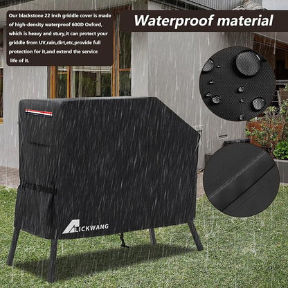 Grill Cover for Blackstone 22 inch Griddle with Hood and Stand,Outdoor Heavy Duty 600D Flat Top Grill Cover,Waterproof UV & Fade Resistant Grill Cover