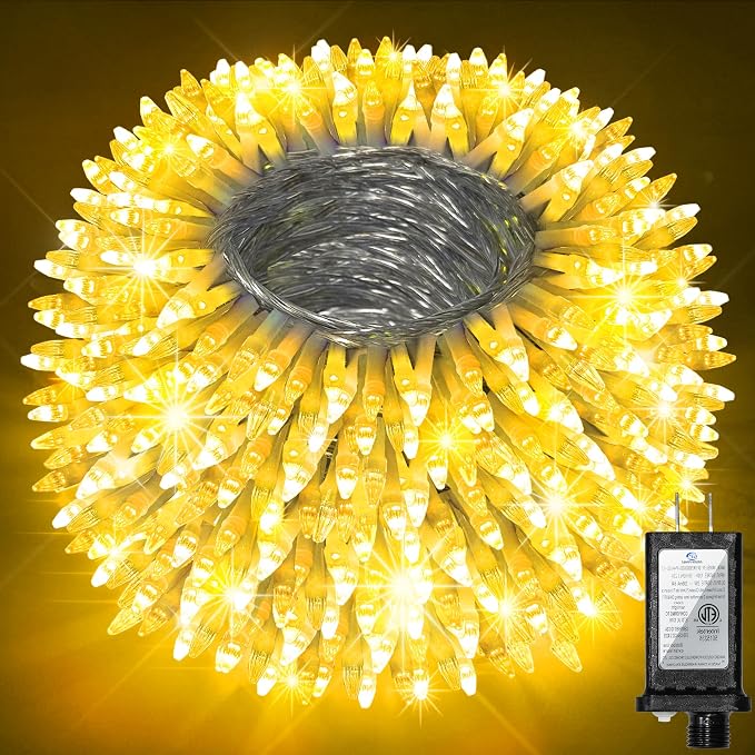 75FT 300 LED Warm White Christmas Tree String Lights | 12 Modes Dimmable, Timer Memory, IP44 Waterproof Indoor Outdoor, Safe 29V Low Voltage, Connectable Holiday Decor