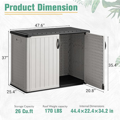 Greesum Outdoor Storage Cabinet with Lockable Doors, 26 CuFt, White | Easy to Assemble | All-Weather Resistance | Sturdy Sidehandles | Multi-purpose Resin Large Storage Box