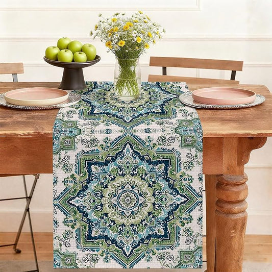 Mandala Table Runner,Dining Decor for Kitchen Coffee Table Family Dinners Holiday Parties Wedding Events Decor(13x72 inch)