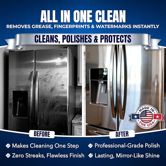 Sheila Shine 3oz Stainless Steel Cleaner and Polish - Cleans, Polishes & Protects Kitchen Appliances, Refrigerators, Sinks, Ovens & Grills - Stainless Cleaner Spray for Residue & Streak Free Shine