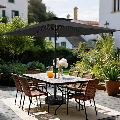 AreShark 8'x10' 2 Tiers Rectangular Patio Umbrella - Outdoor Umbrella Waterproof UV Protection, Market Table Umbrella w/Crank for Pool, Backyard, Deck(Black)
