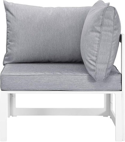 Modway Fortuna Aluminum Outdoor Patio Corner Chair in White Gray