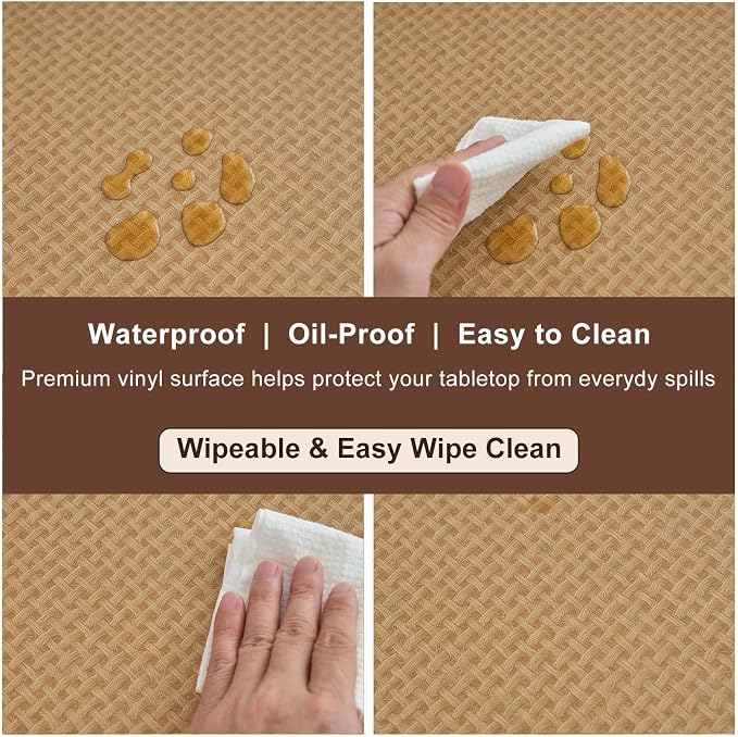 LIBERECOO Heavy Duty Vinyl Tablecloth with Flannel Backing Waterproof Oil-Proof Plastic Table Cloth Stain-Resistant Wipeable Rectangle or Square Table Cover for Indoor and Outdoor 60 x 84 Inch