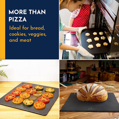 14" x 16" Pizza Steel - Heavy-Duty Carbon Steel Baking Plate for Oven, Grill & Pizza Oven - Pro Pizza Stone for Bread, Sourdough, and Crisp Crust Perfection