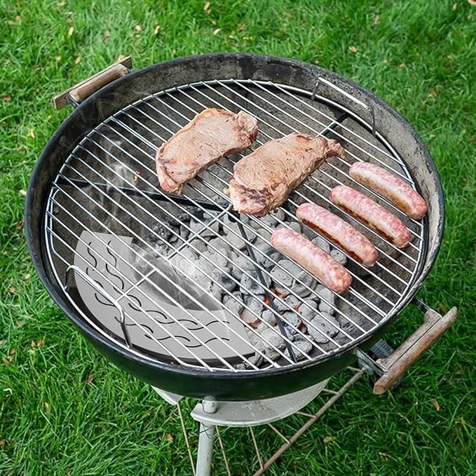 Onlyfire BBQ Smoker Box, Stainless Steel Fan-Shape Wood Chip Smoker Box with Removable Lid & Water Reservoir for Charcoal Grills, Kamado Grills - Add Smokey BBQ Flavor to Your Foods, Design Patent