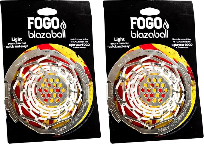 FOGO Blazaball, Fire Starter Accessory for Charcoal Grills, Firepits, and Fireplaces, Compatible with Fire Starters, Silver (BL1) (Pack of 2)