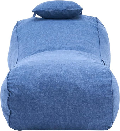Christopher Knight Home Morton Outdoor Bean Bag Chair Set of 2, Fabric Bean Bag Chair for Adults and Kids, Indoor/Outdoor Sun Lounger with Headrest, Patio Chaise Lounge Chair Set of 2, Navy Blue