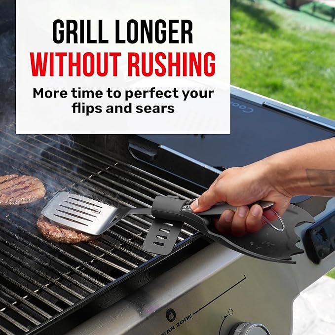 Grillbot Heat Resistant BBQ Heat Shield for Utensils, Protect Hands from Burns, Splatter & Flare-Ups, BPA-Free Silicone, Dishwasher Safe, Universal Fit, Perfect Grill Gift for Men (Black, Set of 4)