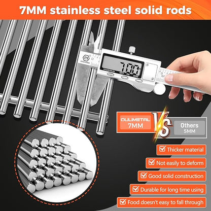 QuliMetal 66089 Grill Grates for Weber Genesis 2 E-410/E-415/E-435, Grill Parts for Weber GS4 Genesis II/LX E-440 Series Gas Grills, 18.7" Stainless Steel Replacements for Weber 66089 66097