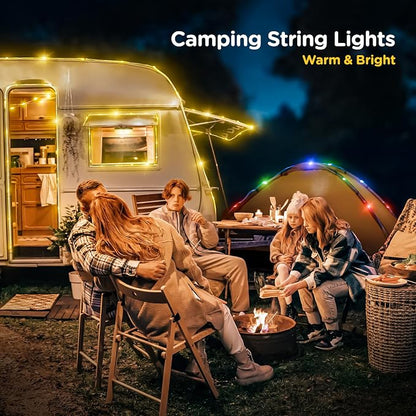 2-Pack Camping String Lights with Rmote, 4 in 1 Quick Storage 32.8FT | Rechargeable Fairy Tent Lights String 8 Modes, Portable Lantern LED Lamp for Outdoor Indoor Patio Yard Camping Essentials
