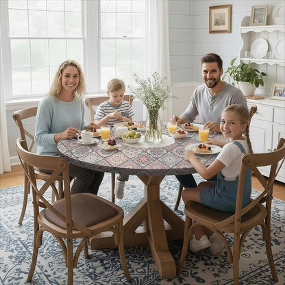 opstellen Fitted Round Tablecloth for 36-44" Tables Spring Summer Fall Rustic Stain Resistant Mantel para Mesa Redonda Kitchen Living Room Needs Campers Picnic Inside Outdoors Supplies