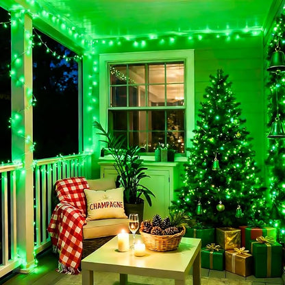 YEGUO 165ft 500 LED Halloween String Lights Outdoor Waterproof, Green String Lights Indoor Plug in, 8 Modes Clear Wire Twinkle Lights for Christmas Tree