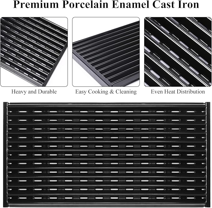 Hisencn 3-Piece Grill Grates & Emitter Plate Replacement for Char-Broil Performance TRU-Infrared 2/3 Burner Gas Grills, Fits G460-0500-W1, Porcelain Enameled Steel, 17" x 25.5"