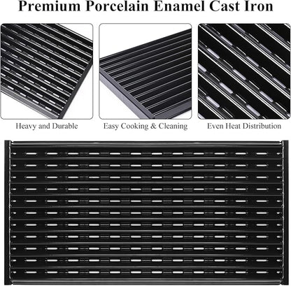 Hisencn 3-Piece Grill Grates & Emitter Plate Replacement for Char-Broil Performance TRU-Infrared 2/3 Burner Gas Grills, Fits G460-0500-W1, Porcelain Enameled Steel, 17" x 25.5"