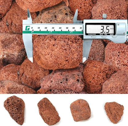 GasSaf 10 Pounds Red Lava Rocks for Fire Pit, Gas Fireplace, Gas Fire Tables, Gas Log Set, Fire Bowls, Decorative Landscaping Rocks for Indoor and Outdoor (2.75-5 Inch)