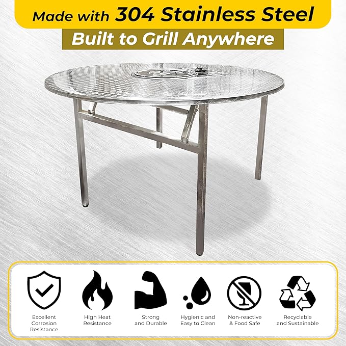 43.5" X 30" Korean BBQ Grill Foldable Outdoor Large Table Charcoal set