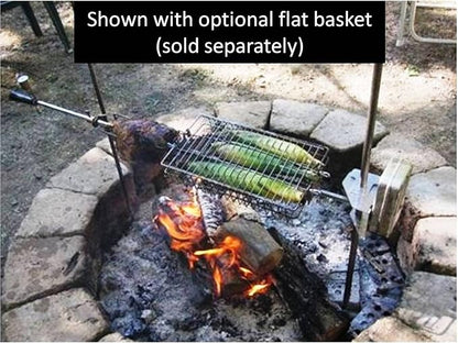 OneGrill Cordless Dual Post Open Fire Rotisserie System- 53 Inch Chrome (Matte Black Motor)