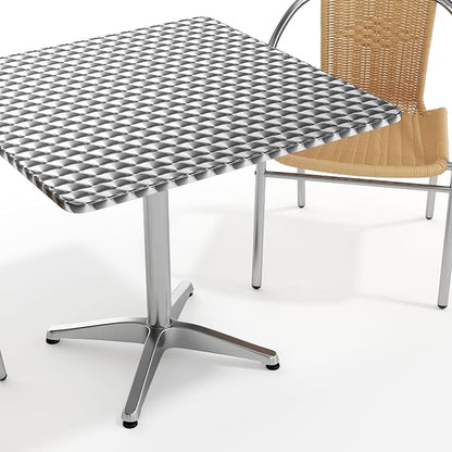 Flash Furniture Lila 31.5'' Square Aluminum Indoor-Outdoor Table Set with 2 Beige Rattan Chairs | Indoor/Outdoor Use, Beige Rattan Chairs