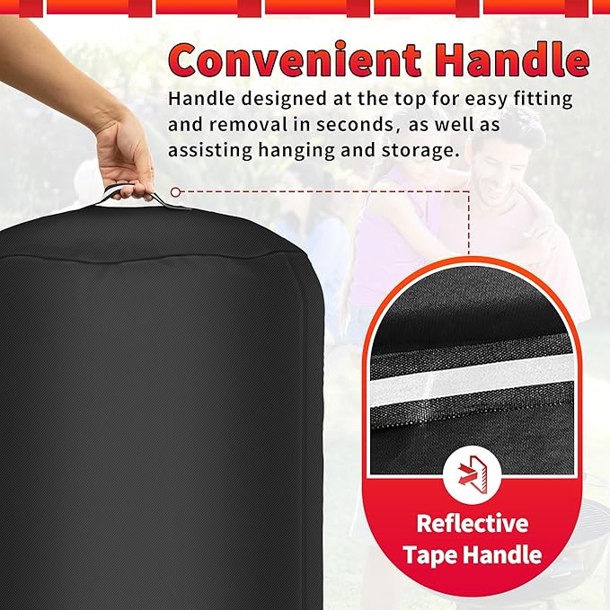 NEXCOVER Kettle Grill Cover-26.5 Inch Charcoal BBQ Smoker Cover Round for Barbecue, Fade & UV Resistant Small Waterproof Weather Resistant Material for Weber 22" Charcoal Grill