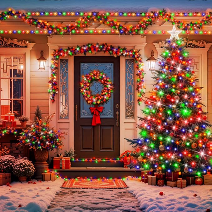 XURISEN 551FT 1400 LED Christmas Lights Outdoor Green Wire String Lights 8 Modes with Timer Memory Waterproof Fairy Lights Plug in for Xmas Tree Wedding Yard Party Holiday Decorations(Multicolor)