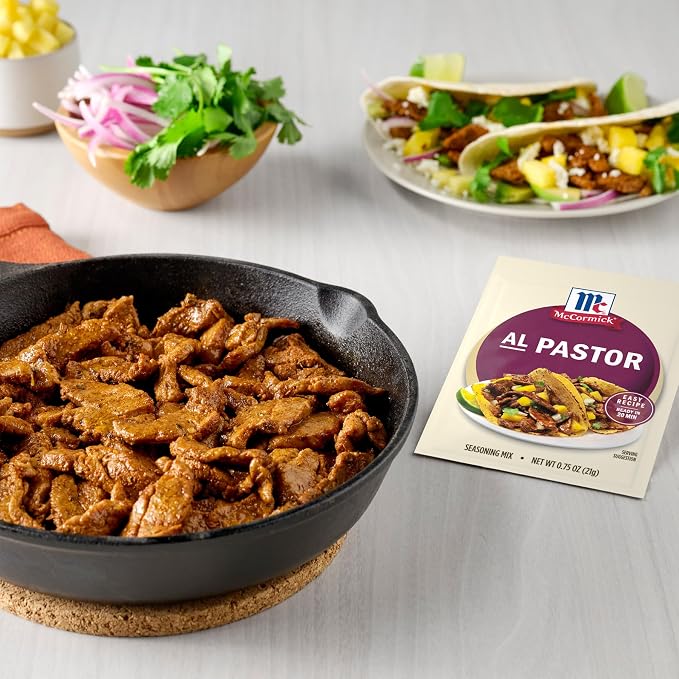 McCormick Seasoning Mix, Al Pastor, Smoky, Tangy & Savory Al Pastor for Tacos, Rice Bowls & Burritos, Ready to Serve In 20 Minutes, 0.75 oz (Pack of 12)