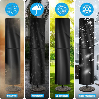 Patio Umbrella Cover 9-13ft Cantilever 900D Waterproof | 900D Oxford, Zipper, Top Vent, Hem Drawstring,Windproof, Easy Setup with Pole, fits Offset & Large Market Umbrellas