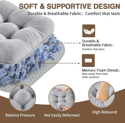 BETU Chair Cushions for Dining Chairs Set of 6,3.5" Thick Kitchen Table Chair Pads with Ties,Non Slip Backing and Covers, Seat Cushion for Dining Room,Bar,Patio Chairs,15.5"X15.5"X3.5",Light Grey