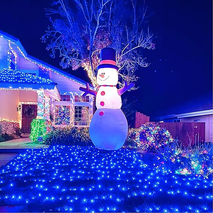 YEGUO 165ft 500 LED Blue String Lights Outdoor Waterproof, Green Wire Christmas Lights Indoor, 8 Modes Twinkle Tree Lights Plug in with Memory Timer for Holiday Festival Xmas