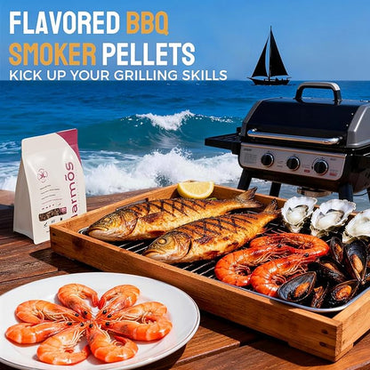 Harmos 4- Wood Pellet Spanish BBQ Pirate Barbecue, Hardwood pellets for Smokers and Backyard barbecues, sealable Bags, 2 Packs