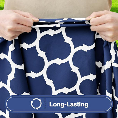 Smiry 2 Pack Rectangle Table Cloth 8 Foot, Waterproof Elastic Fitted Tablecloths, Windproof Washable Polyester Table Cover for Picnic, Camping, Outdoor (Navy, 30"x96")