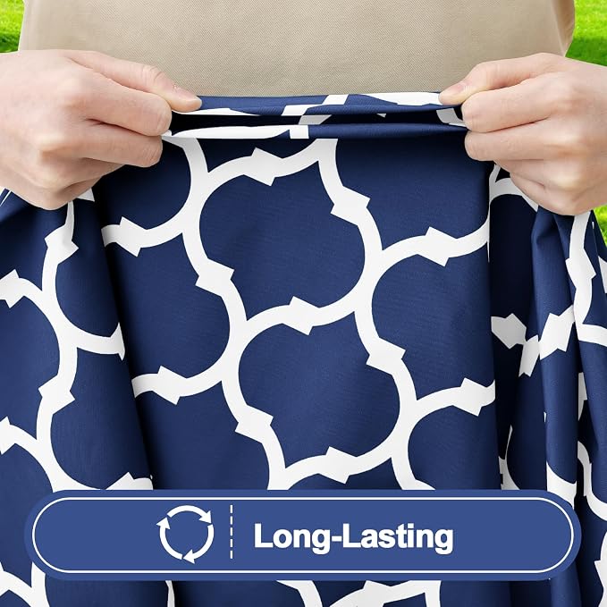 Smiry 2 Pack Rectangle Table Cloth 5 Foot, Waterproof Elastic Fitted Tablecloths, Windproof Washable Polyester Table Cover for Picnic, Camping, Outdoor (Navy, 30"x60")