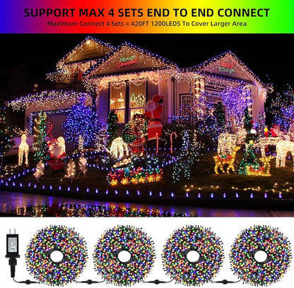 MZD8391 105FT 300LED Christmas Light Outdoor Indoor,Christmas Tree Light | Multicolor, 100% UL Listed, Waterproof, 8 Light Mode, Timer & Memory, 4 Sets End To End Connect, Christmas String Fairy Light