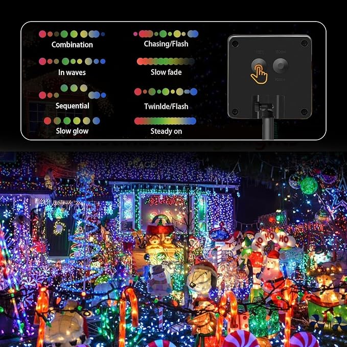SyouHome 800 LED 264ft Solar String Lights Outdoor, 4 Pack, Multicolor | 8 Lighting Modes, Auto On/Off, Waterproof Solar Fairy Lights, Twinkle Lights for Garden Tree Wedding Party Christmas