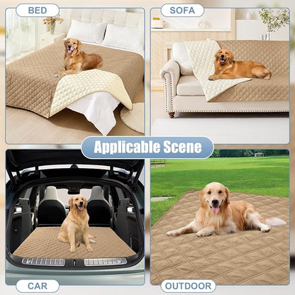 Smiry Waterproof Reversible Pet Couch Covers for Dogs | Pet Friendly, Soft Fabric, Washable Sofa Furniture Protector for Dogs Cat Kids, Checkered (30"x53", Camel/Beige)