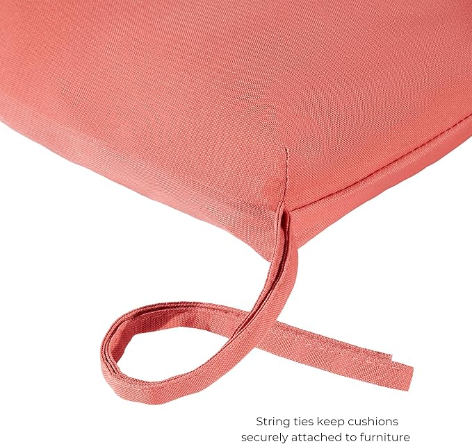 Modern Outdoor Chaise Lounge Cushion with Ties – Durable Polyester Fabric, Channel-Filled Polyfiber Insert, Removable Zippered Cover, Coral