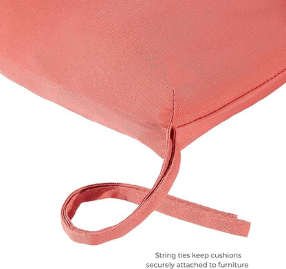 Modern Outdoor Chaise Lounge Cushion with Ties – Durable Polyester Fabric, Channel-Filled Polyfiber Insert, Removable Zippered Cover, Coral