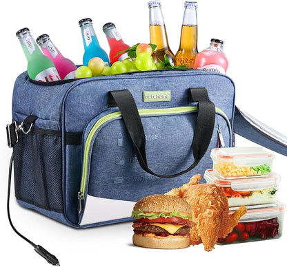 outohome 25L 12V Electric Portable Cooler Warmer Bag, DC Plug In Insulated Car Cooler Bag, Heating and Cooling Dual Function Bag for Truck Drivers, Camping, Groceries & Family Outings, All Season