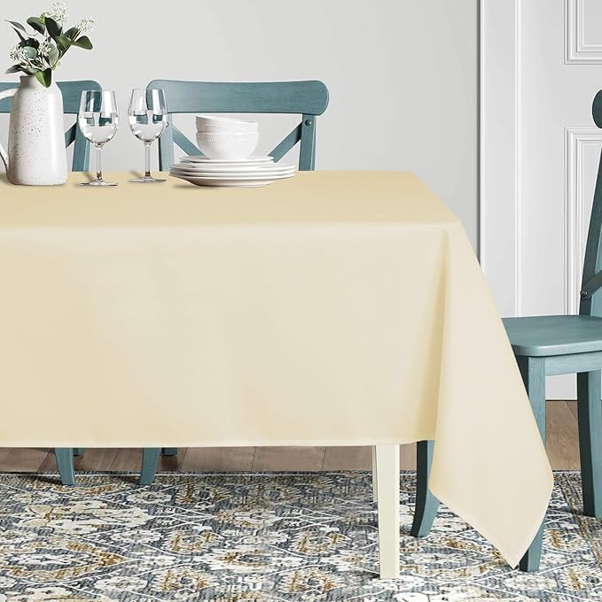 sancua Square Tablecloth - 60 x 60 Inch - Water Resistant Spill Proof Washable Polyester Table Cloth, Decorative Fabric Table Cover for Dining Tables, Buffet Parties and Camping, Beige