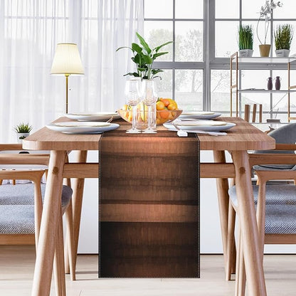 Emvency Farmhouse Table Runner, Brown Striped Abstract Copper Texture for Kitchen Coffee Table Family Dinners Holiday Parties Wedding Events Decor(13x72 inch)