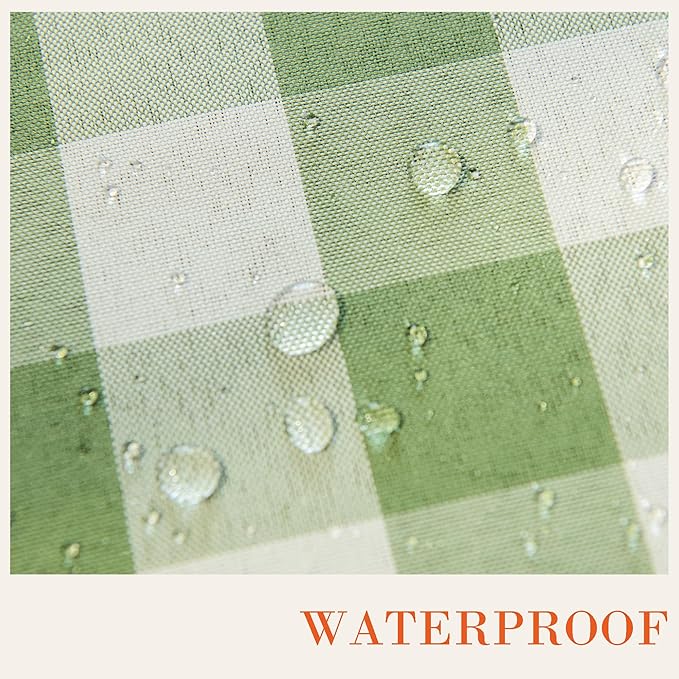 Green and White Gingham Tablecloth, Spring Plaid Waterproof Table Cover for St Patrick's Day, Indoor Dining, Kitchen Table, Garden Picnic, Washable Rectangle Tablecloth, W60 x L120 in