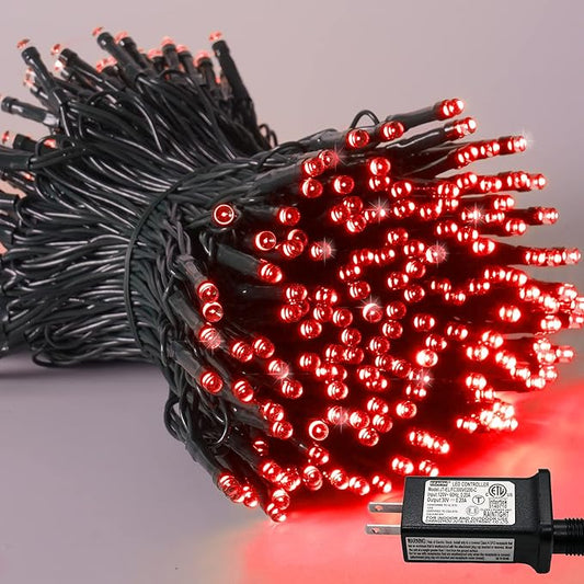 YEGUO 66ft 200 LED String Lights Outdoor Waterproof, Red Christmas Lights Indoor, Twinkle Christmas Tree Lights Plug in with Timer Memory 8 Modes