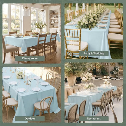Softalker Rectangle Tablecloth, Waterproof Table Cloths Wrinkle Free Fabric Washable Polyester Table Cover for Dining Tables Party Outdoor Camping Parties Buffet - 60 x 102 inch, Baby Blue
