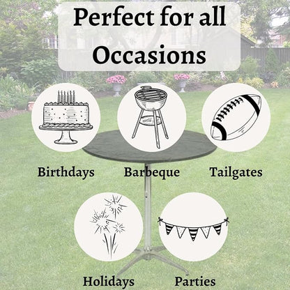 30" Round Fitted Plastic Table Covers, Bundle of 5 (Black)