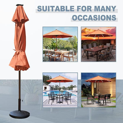 EliteShade USA 10-Year-Non-Fading 10ft Market Patio Umbrella, Commercial Grade Table Sun Umbrella with 80 Solar LED Lights, Crank Open, Windproof & UPF 50+ UV Protection for Garden, Deck, Pool, Backyard, No Tilt, Rust